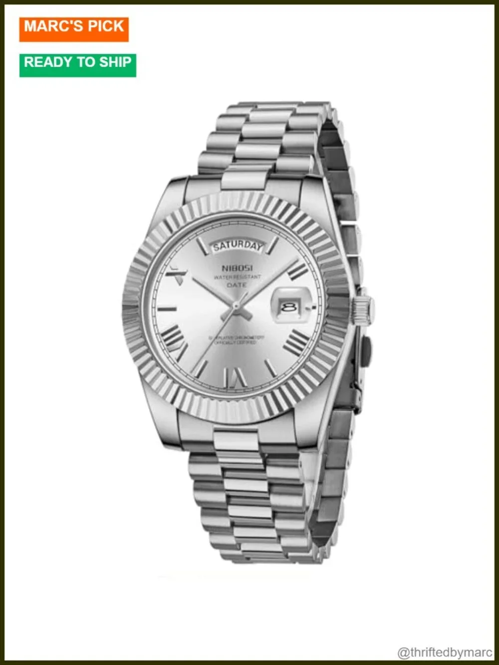 Analog Quartz Stainless Steel Business Dress Watch Day Date